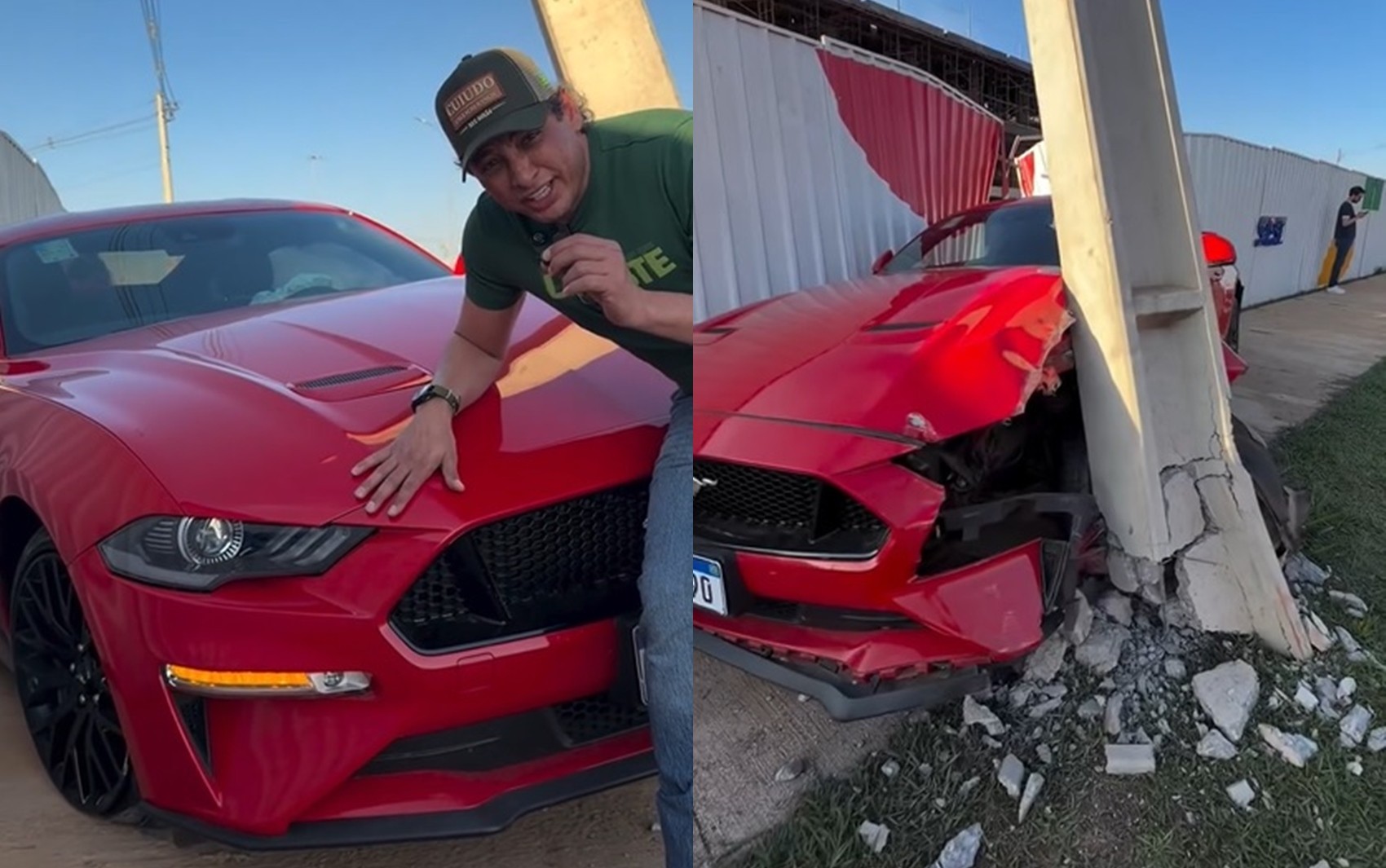 Empresário que filmou batida de Mustang após emprestá-lo para amigo faz piada: 'Só tem que fazer um reparozinho'